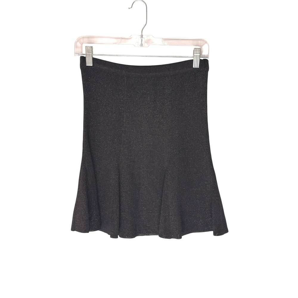 Y2K Vintage Betsey Johnson Knit Mini Skirt Black Metallic Whimsigoth Basic Small